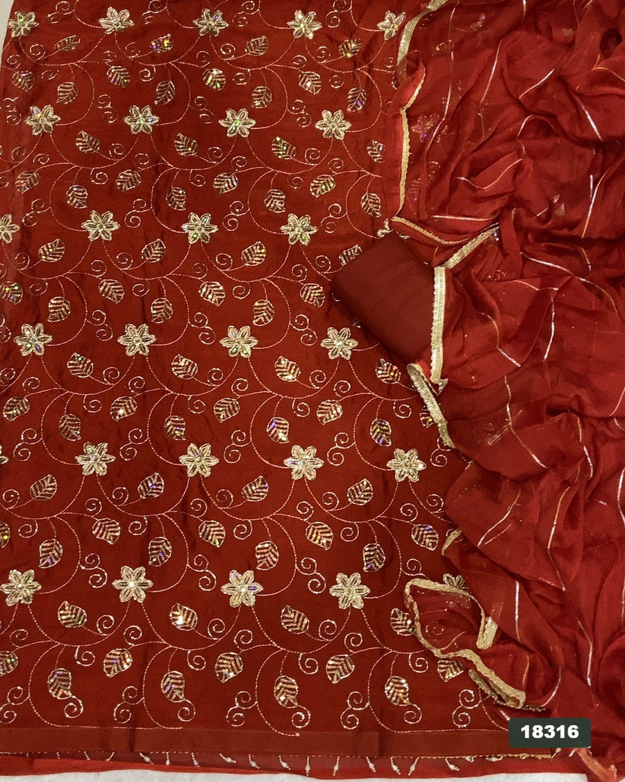 Crush Silk Embroidery Suit Set