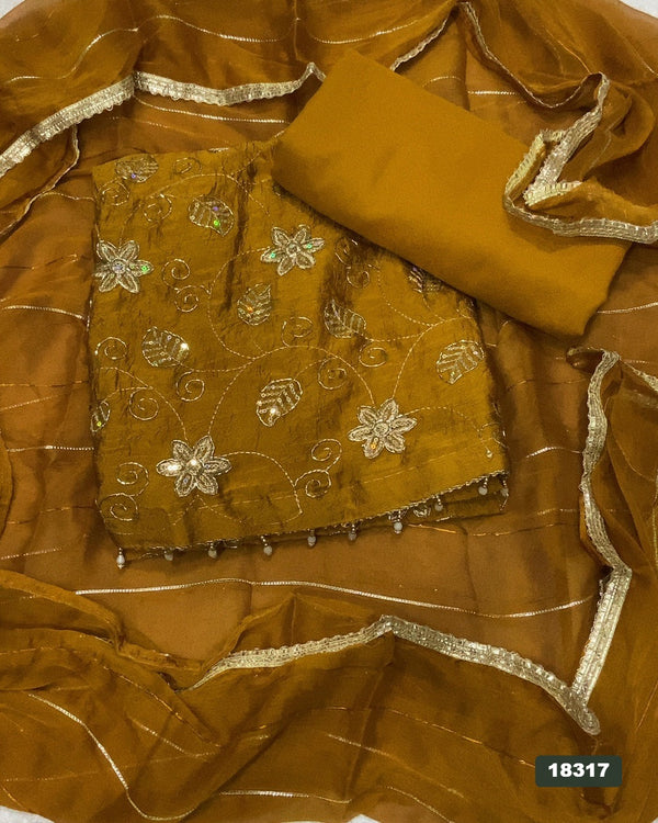 Crush Silk Embroidery Suit Set
