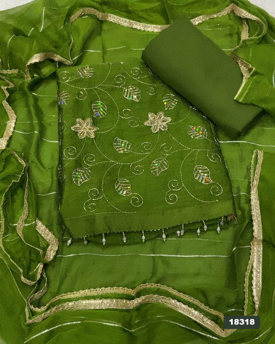 Crush Silk Embroidery Suit Set