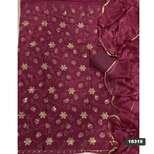 Crush Silk Embroidery Suit Set