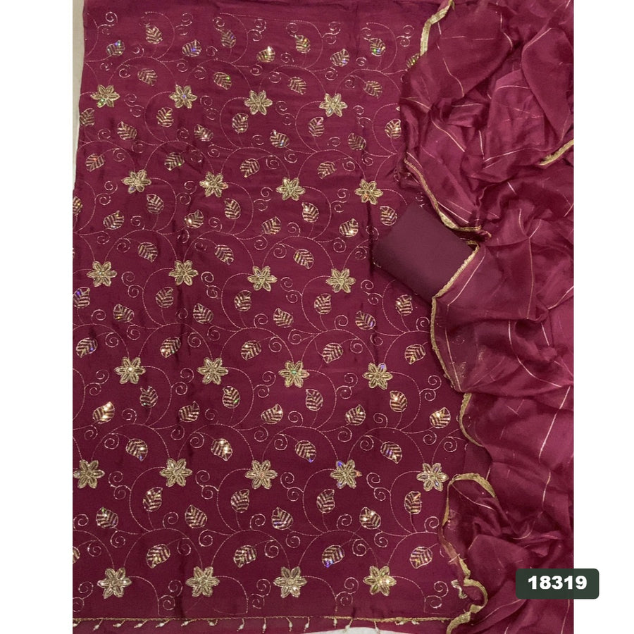Crush Silk Embroidery Suit Set