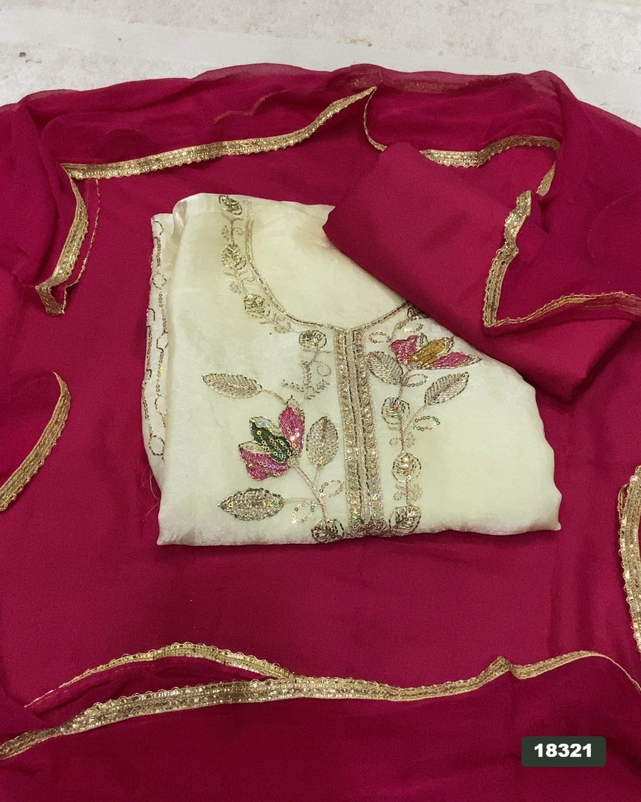 Silk Embroidery Suit Set