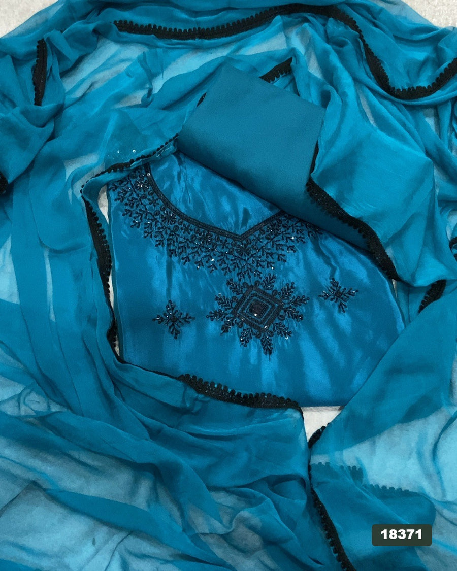 Glass Organza Silk Embroidery Suit Set