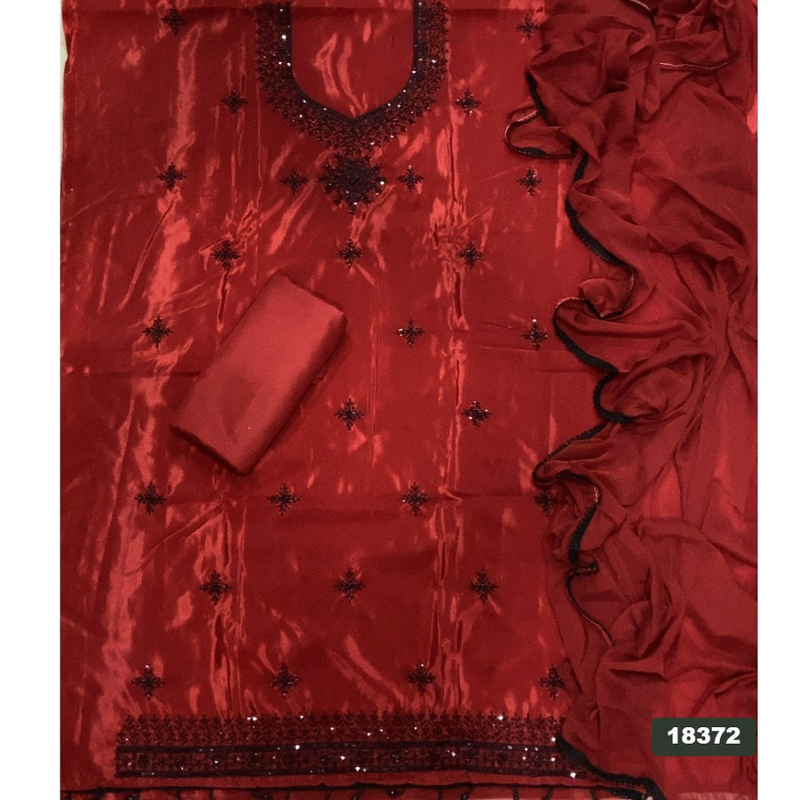 Glass Organza Silk Embroidery Suit Set