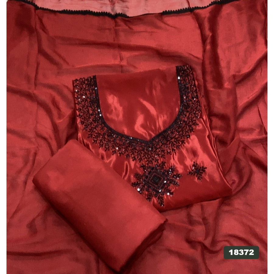 Glass Organza Silk Embroidery Suit Set