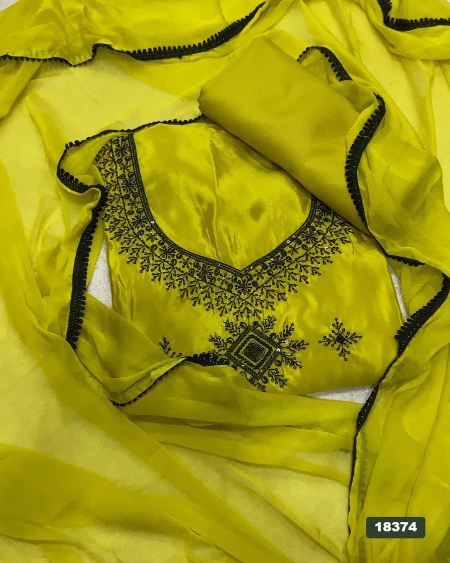 Glass Organza Silk Embroidery Suit Set