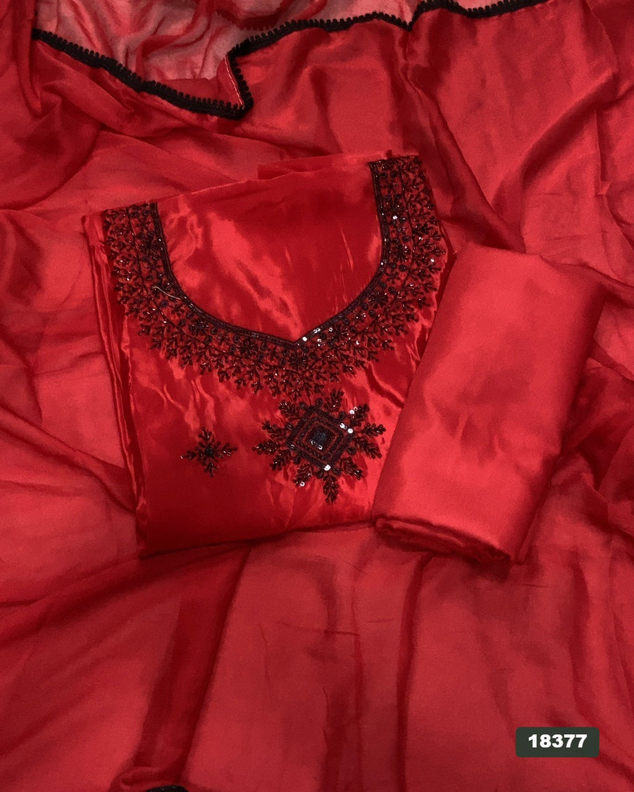 Glass Organza Silk Embroidery Suit Set