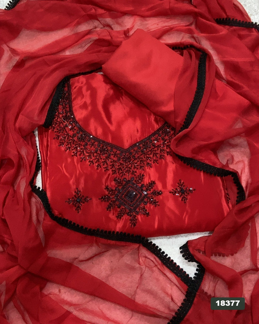 Glass Organza Silk Embroidery Suit Set