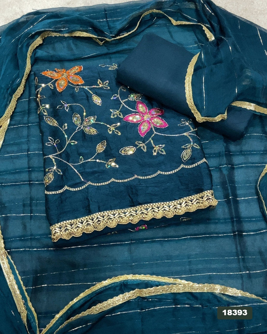 Crush Silk Embroidery Suit Set