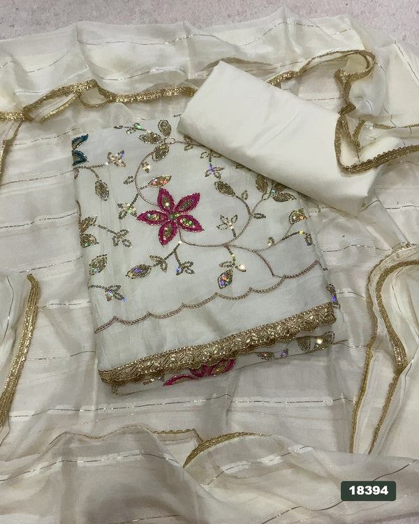 Crush Silk Embroidery Suit Set