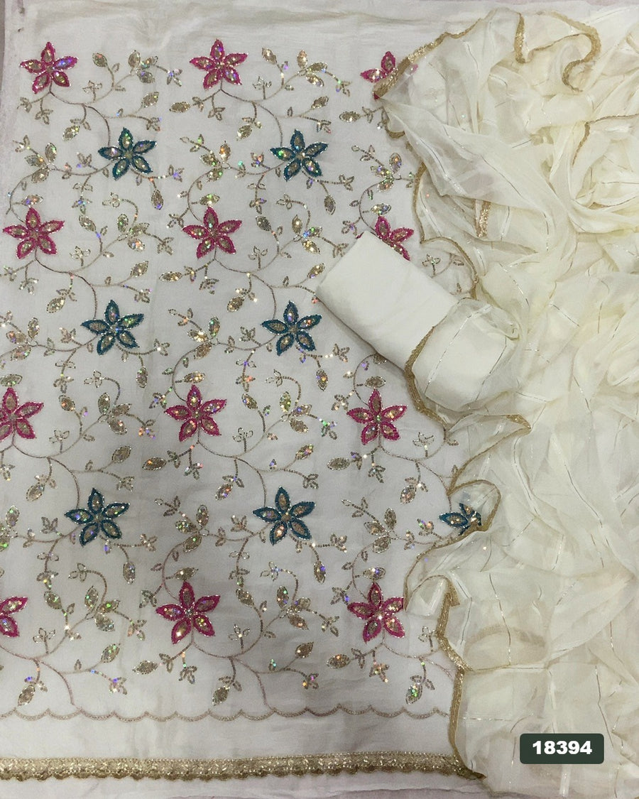 Crush Silk Embroidery Suit Set