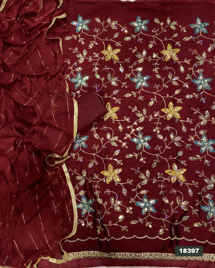 Crush Silk Embroidery Suit Set