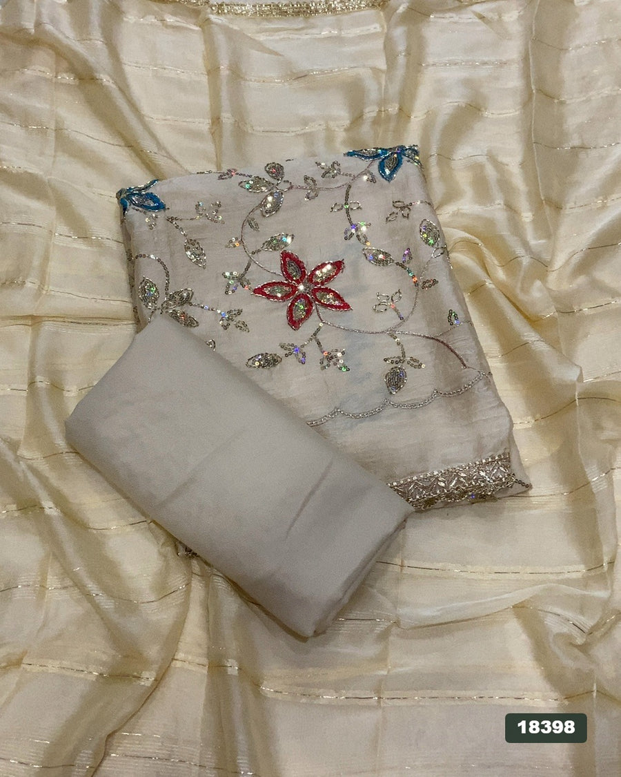 Crush Silk Embroidery Suit Set