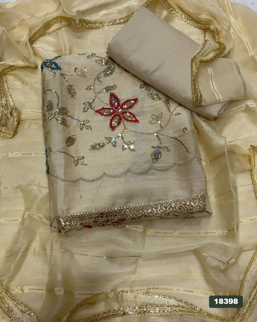 Crush Silk Embroidery Suit Set