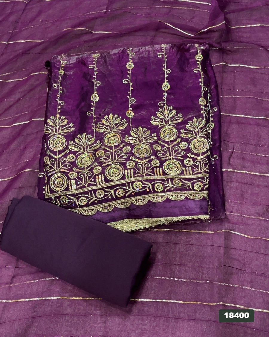 Silk Embroidery Suit Set