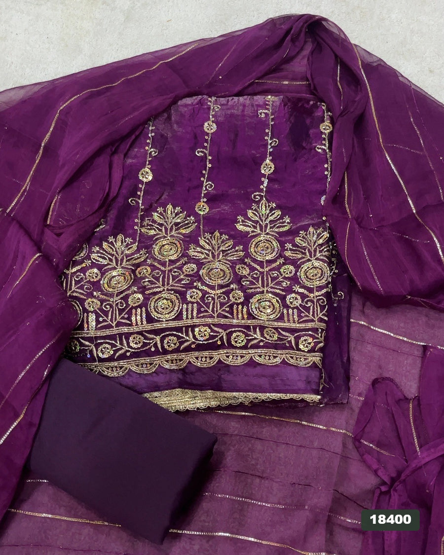 Silk Embroidery Suit Set
