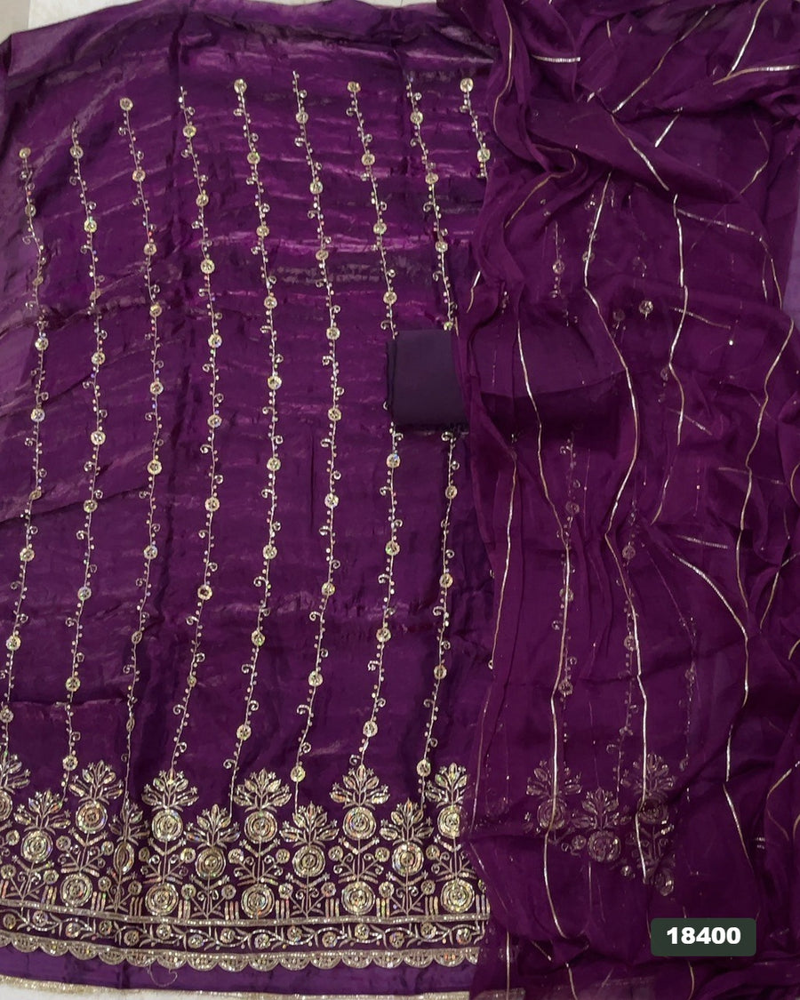 Silk Embroidery Suit Set