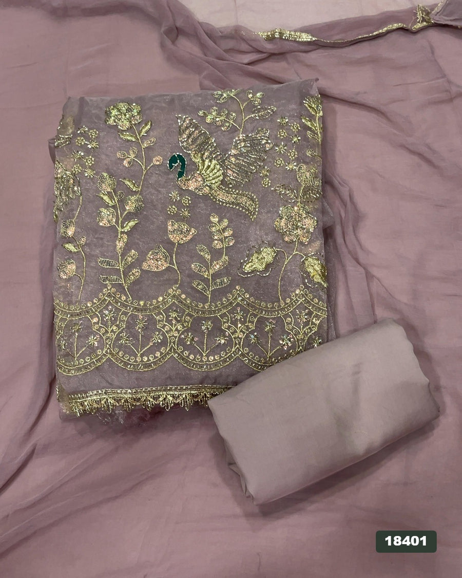 Silk Embroidery Suit Set
