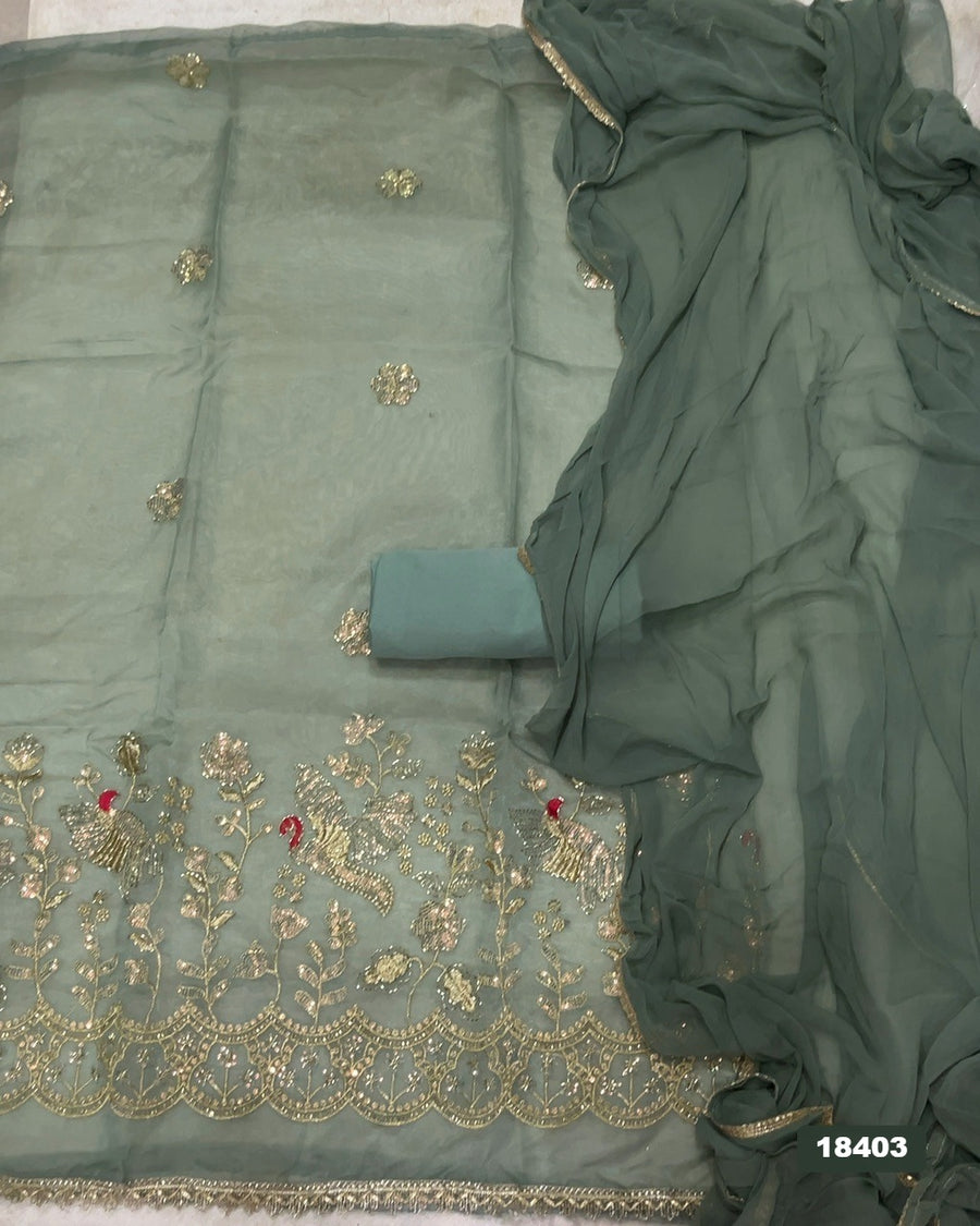 Silk Embroidery Suit Set