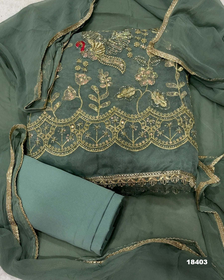 Silk Embroidery Suit Set