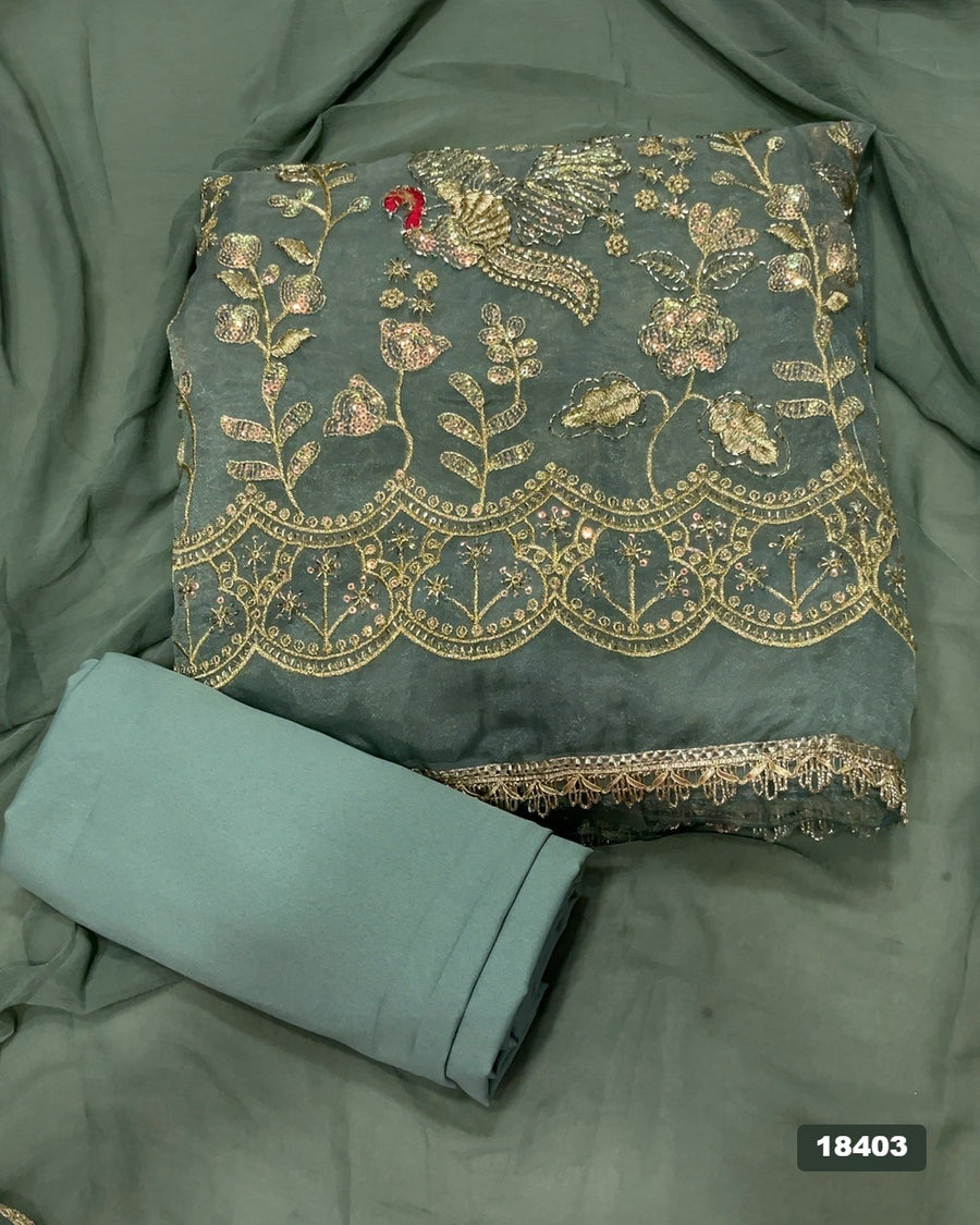 Silk Embroidery Suit Set