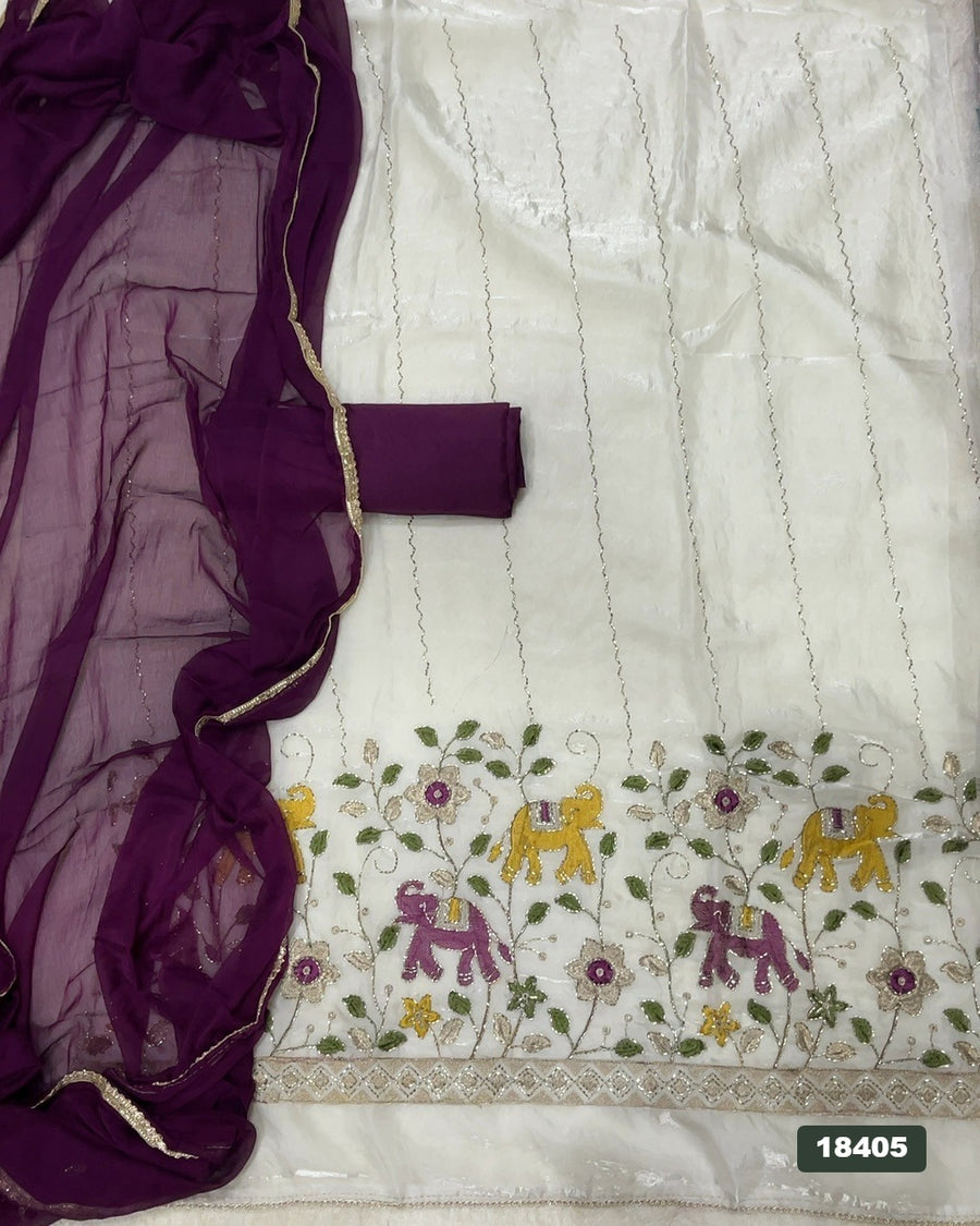 Silk Embroidery Suit Set