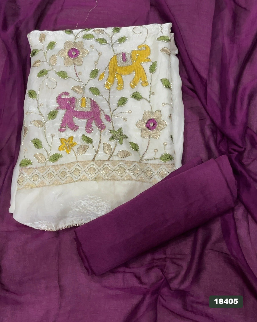 Silk Embroidery Suit Set