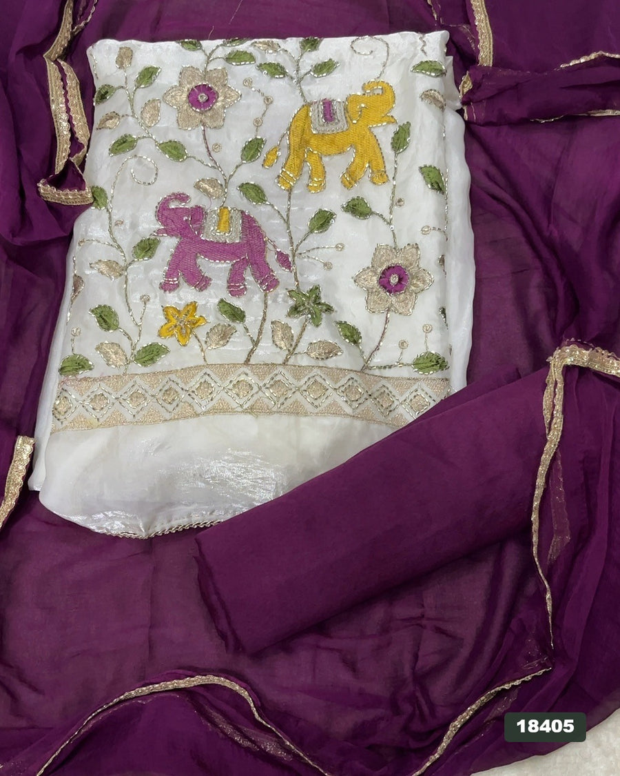 Silk Embroidery Suit Set