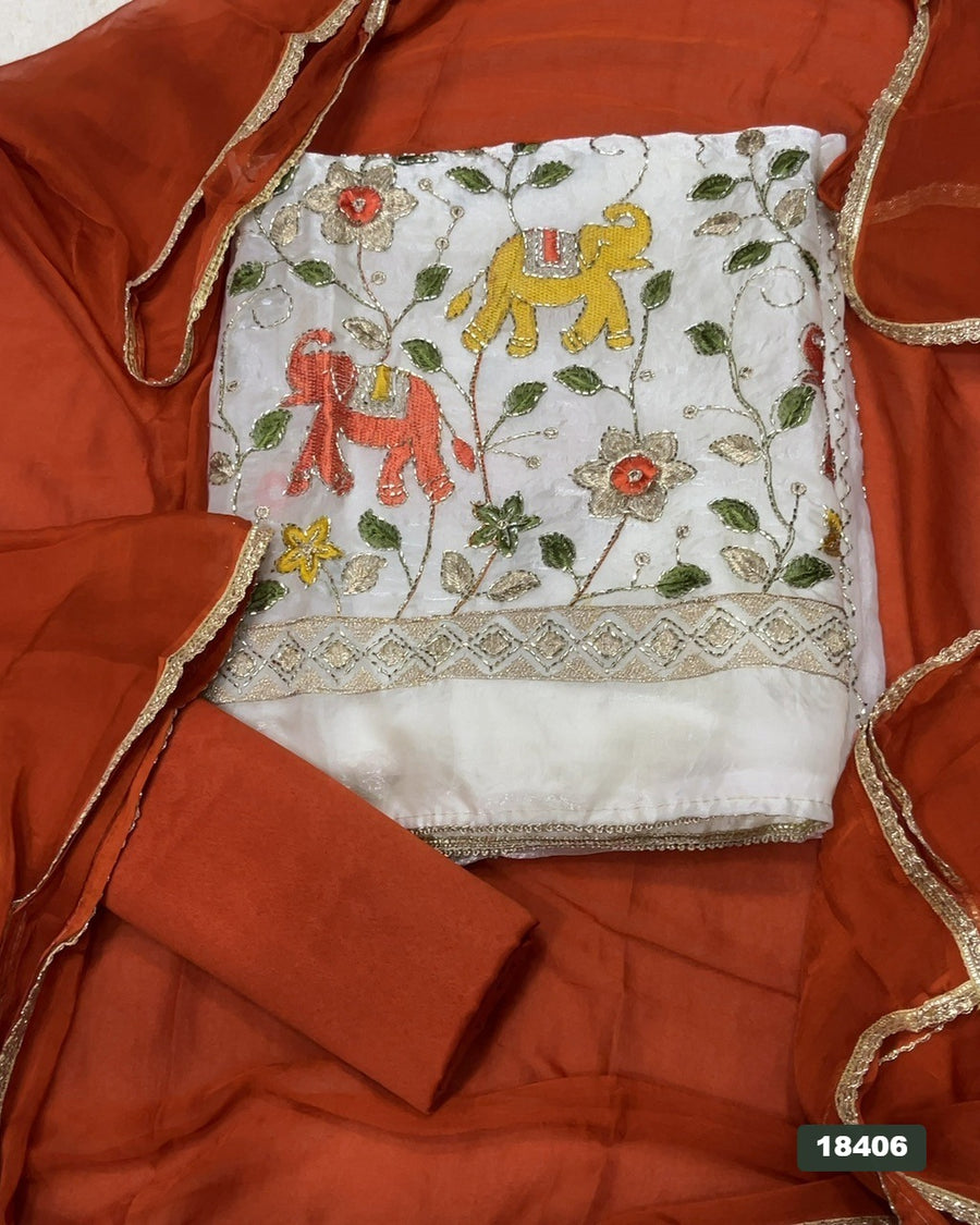 Silk Embroidery Suit Set