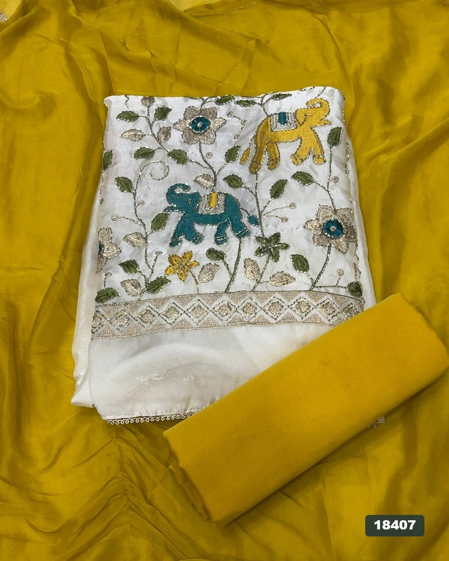 Silk Embroidery Suit Set