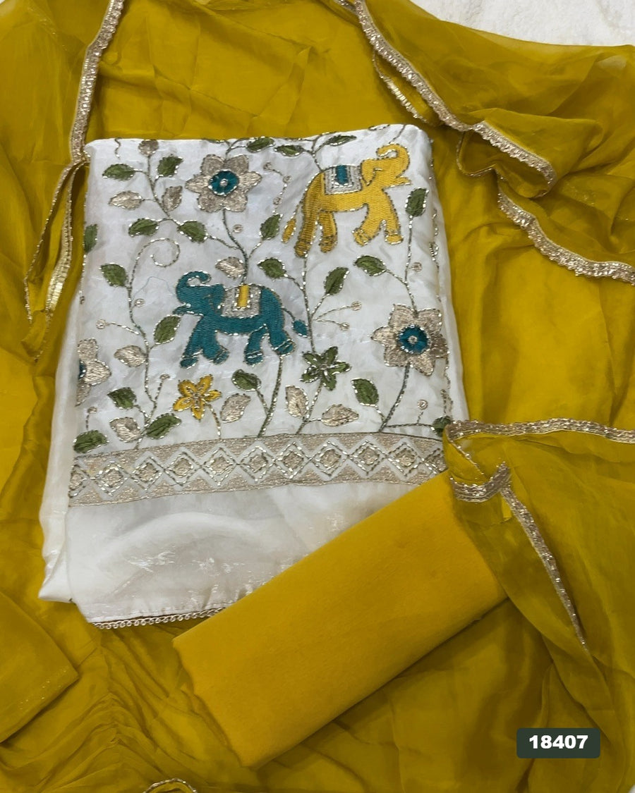 Silk Embroidery Suit Set