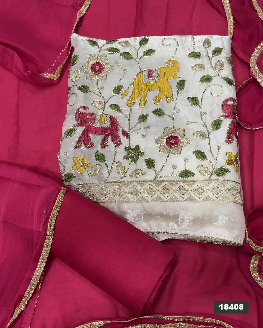 Silk Embroidery Suit Set