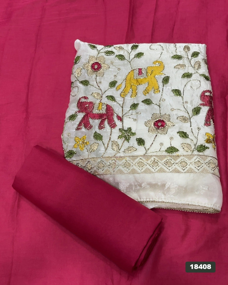 Silk Embroidery Suit Set