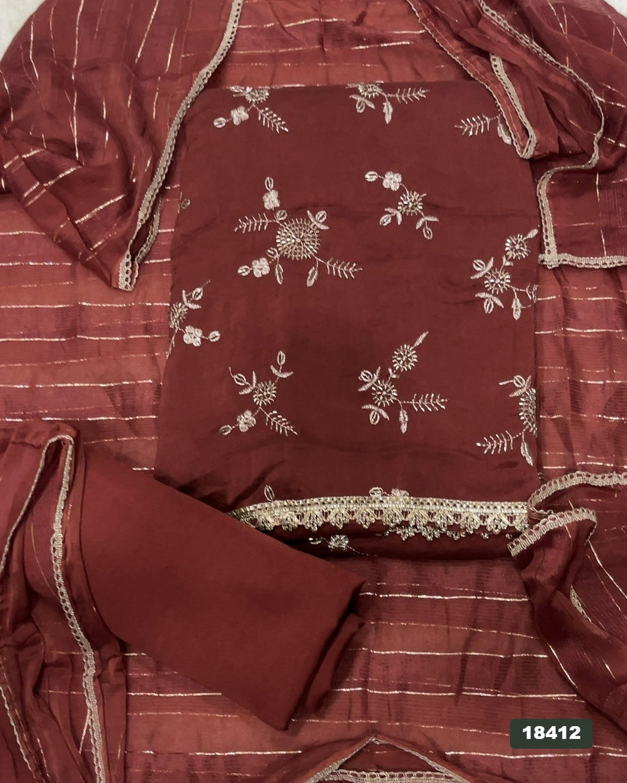 Crush Silk Embroidery Suit Set