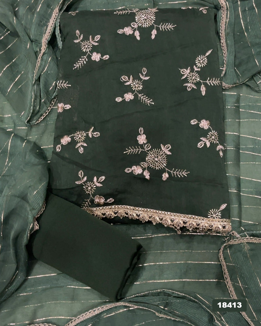 Crush Silk Embroidery Suit Set