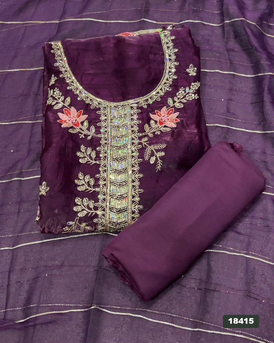 Silk Embroidery Suit Set