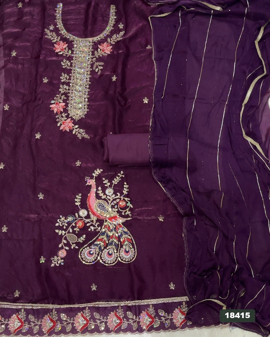 Silk Embroidery Suit Set