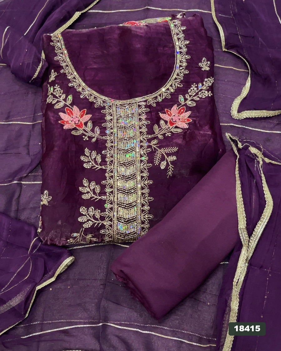 Silk Embroidery Suit Set