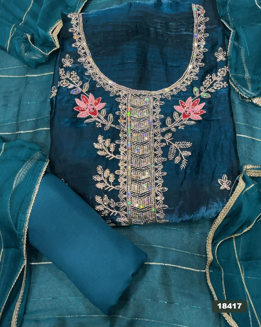 Silk Embroidery Suit Set
