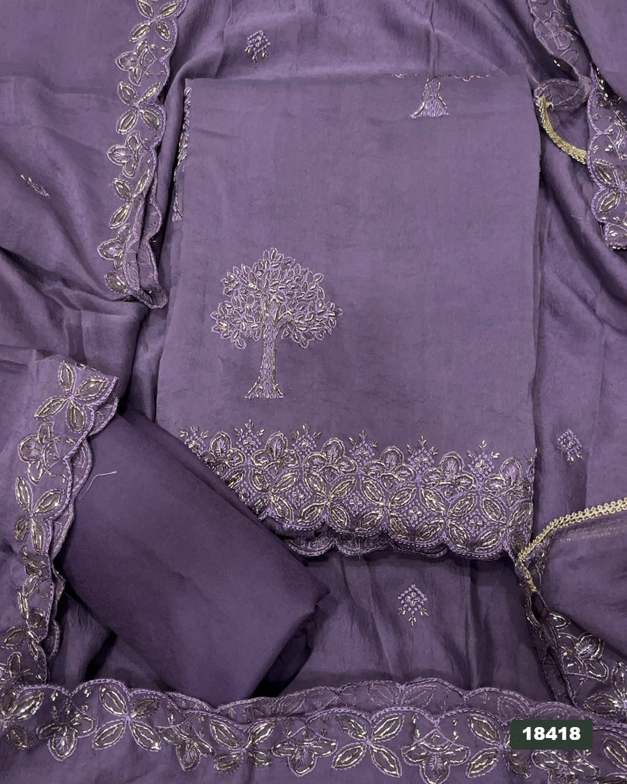 Crush Silk Embroidery Suit Set