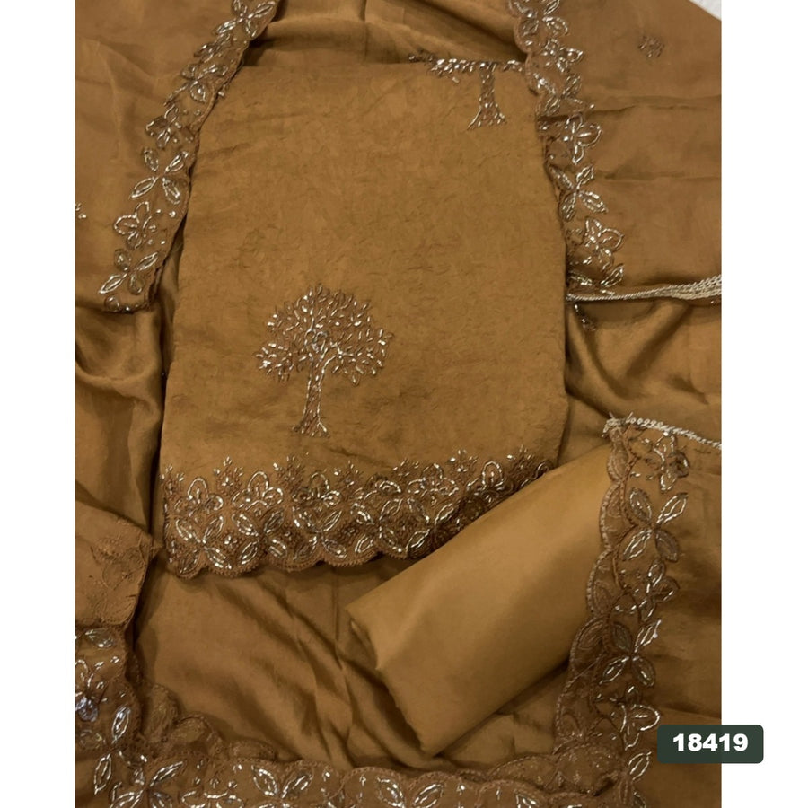 Crush Silk Embroidery Suit Set