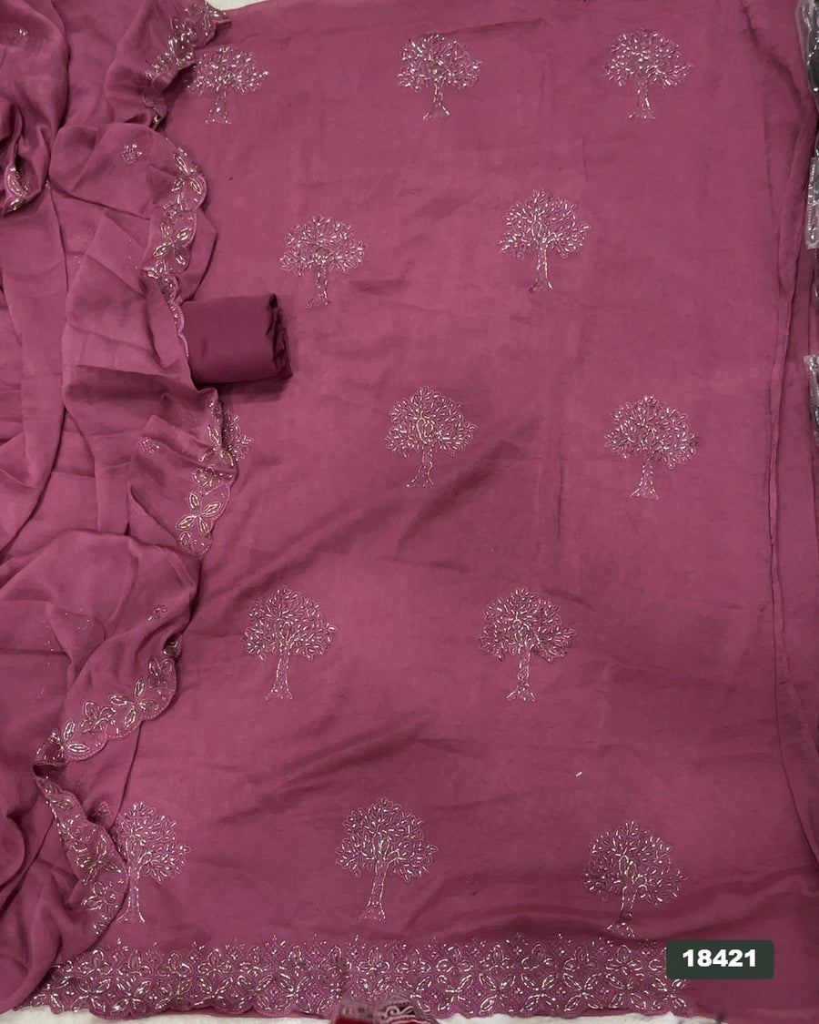 Crush Silk Embroidery Suit Set