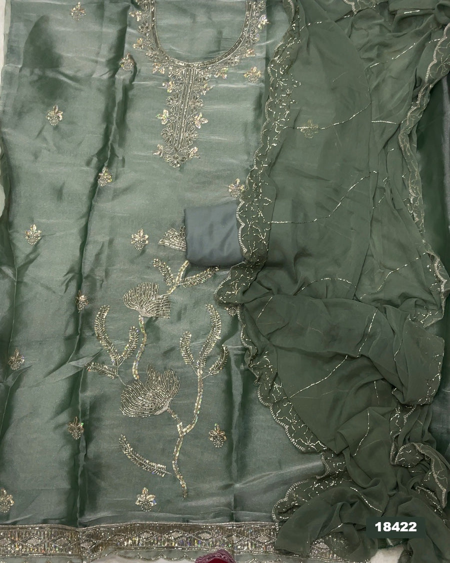 Silk Embroidery Suit Set