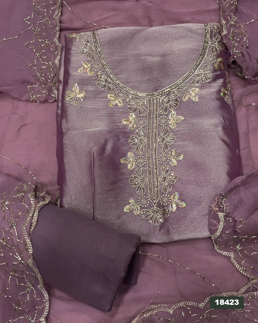 Silk Embroidery Suit Set