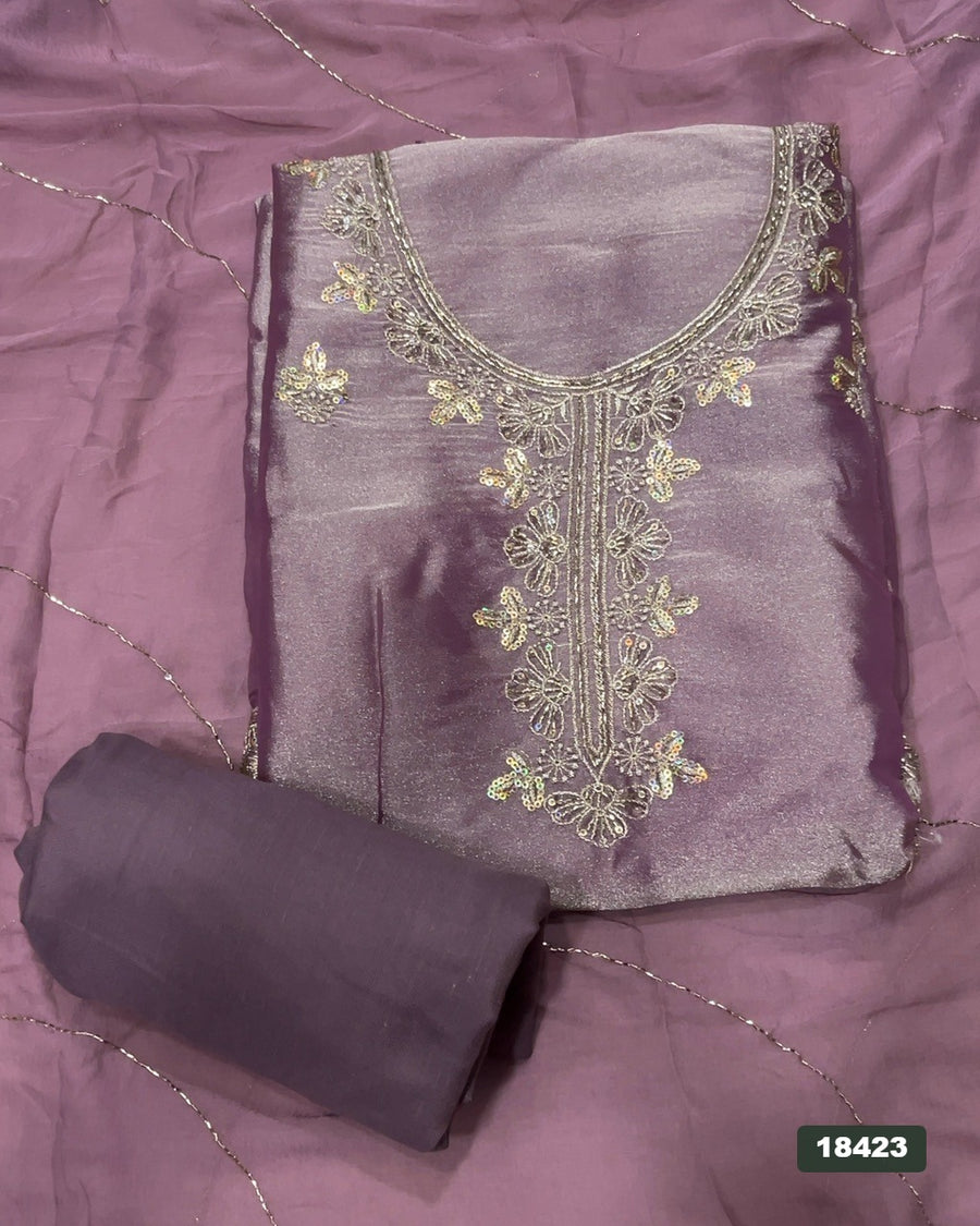 Silk Embroidery Suit Set