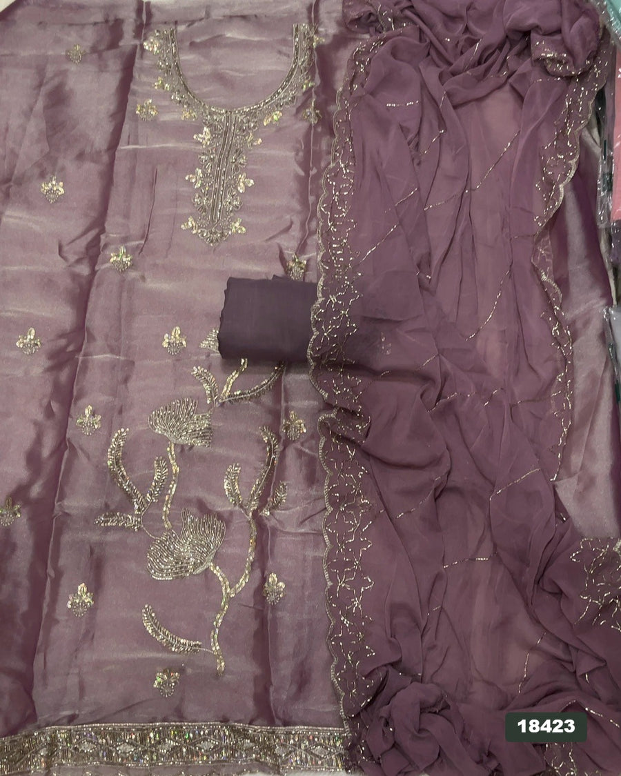 Silk Embroidery Suit Set