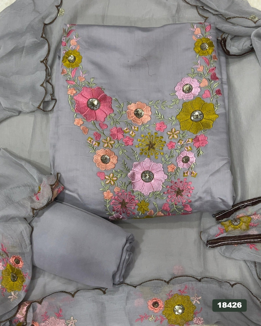 Viscos Silk Embroidery Suit Set