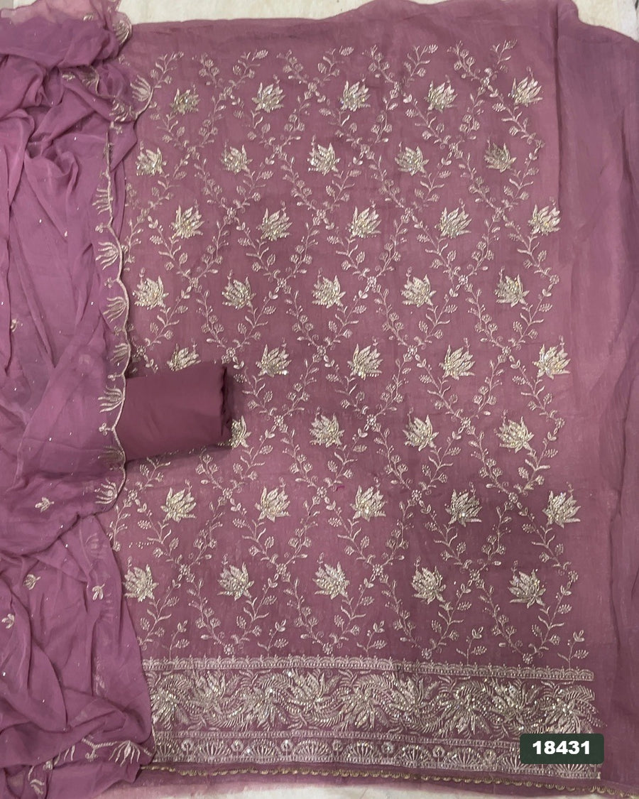 Silk Embroidery Suit Set