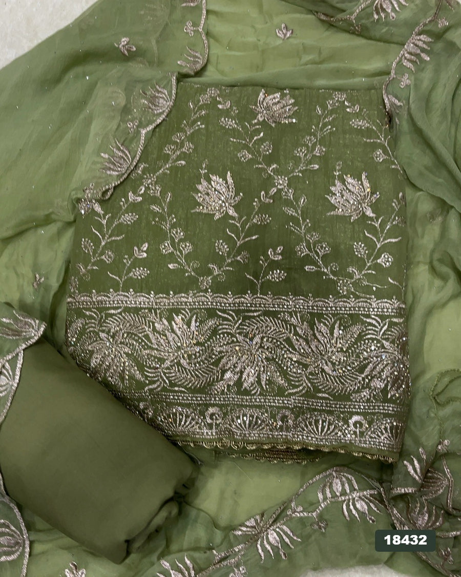 Silk Embroidery Suit Set