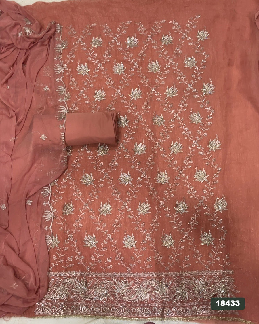 Silk Embroidery Suit Set
